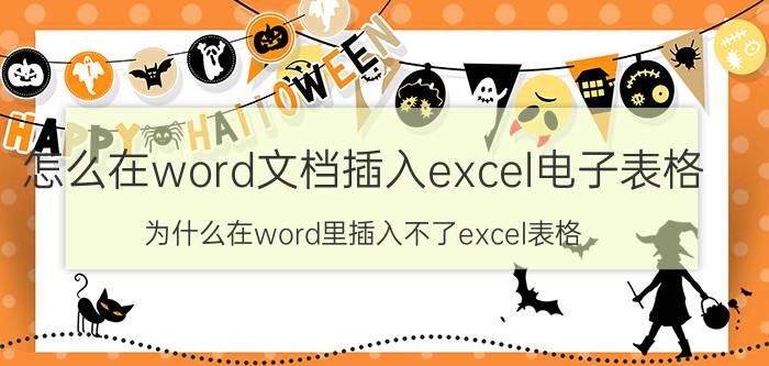 怎么在word文档插入excel电子表格 为什么在word里插入不了excel表格？